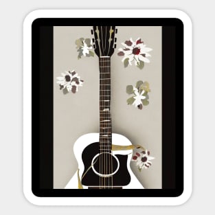 Acoustic Guitar with Floral Sticker